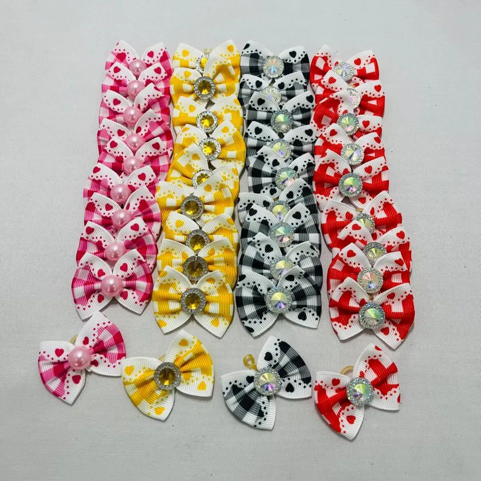 Laço de Topete Festa Junina Quarteto Xadrez com Pérolas para Pets - 40 un - Imagem 2